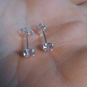 Simulated Pink Diamond Sterling Silver Stud Earrings